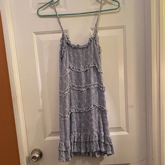 Blue Ruffled Mini Dress - Picture 7 of 8